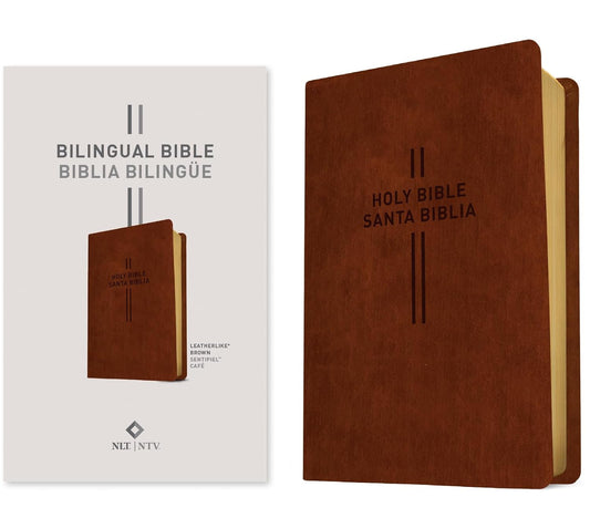Bilingual Bible / Biblia Bilingüe NLT/NTV (Leatherlike, Brown)