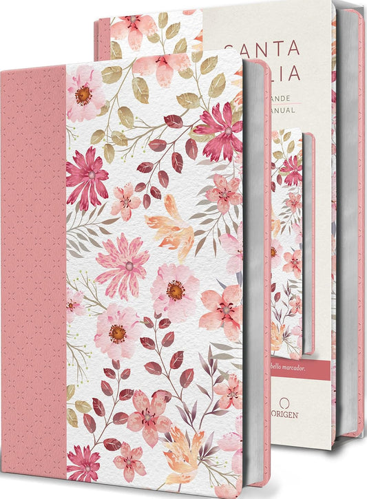 Biblia Reina Valera 1960 Letra Grande. Piel Rosada Con Flores, Tamaño Manual / Spanish Bible RVR 1960 Large Print. Imitation Pink Leather with Flowers (Spanish Edition)